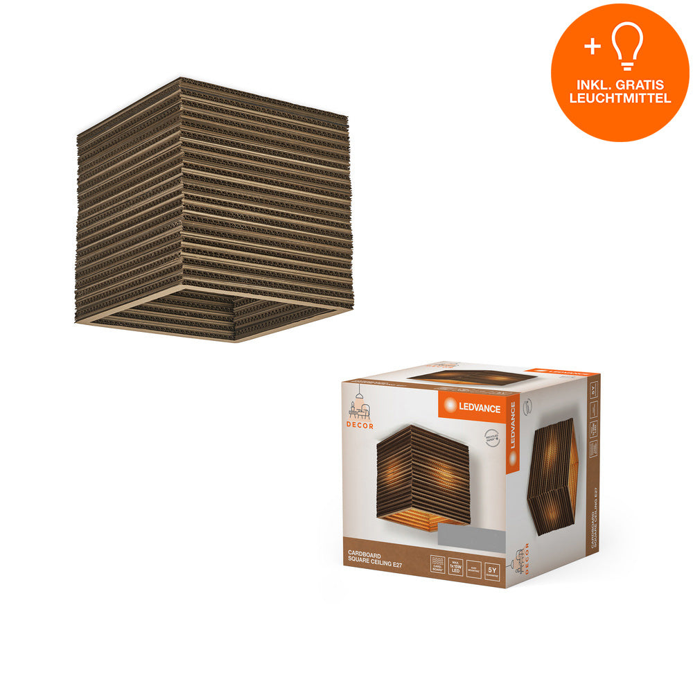 LEDVANCE DECOR Deckenleuchte Decor Cardboard Square braun, E27, inkl. Leuchtmittel-LEDVANCE Shop