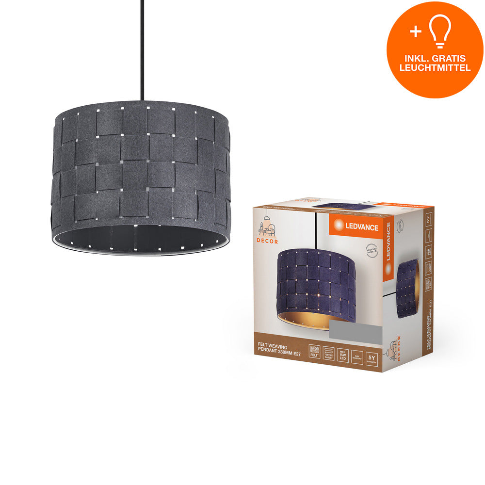 LEDVANCE DECOR Pendelleuchte Decor Felt Weaving grau, E27, 280 mm, inkl. Leuchtmittel-LEDVANCE Shop