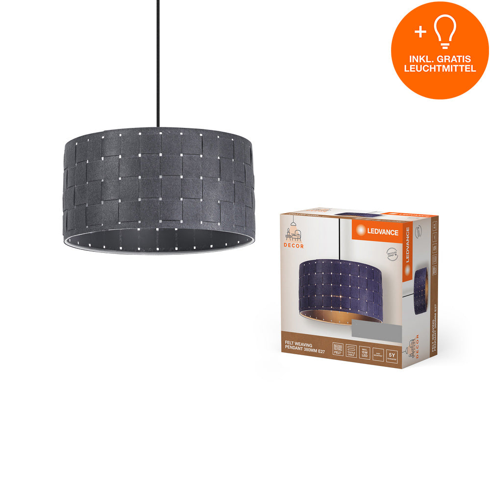 LEDVANCE DECOR Pendelleuchte Decor Felt Weaving grau, E27, 380 mm, inkl. Leuchtmittel-LEDVANCE Shop