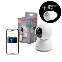 AKTION - OSRAM Wifi SMART+ Smarte Indoor Überwachungskamera Weiß inkl. Gratis Smart Plug