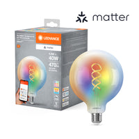 LEDVANCE Matter SMART+ LED Lampe CLASSIC Globe, RGB, Filamentglas, 4,8W, 470lm, E27