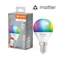 LEDVANCE Matter SMART+ LED Lampe CLASSIC P, RGB, Frost-Optik, 4,9W, 470lm, E14