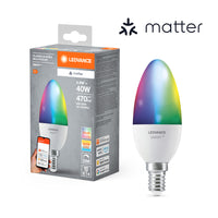 LEDVANCE Matter SMART+ LED Lampe CLASSIC B, RGB, Frost-Optik, 4,9W, 470lm, E14