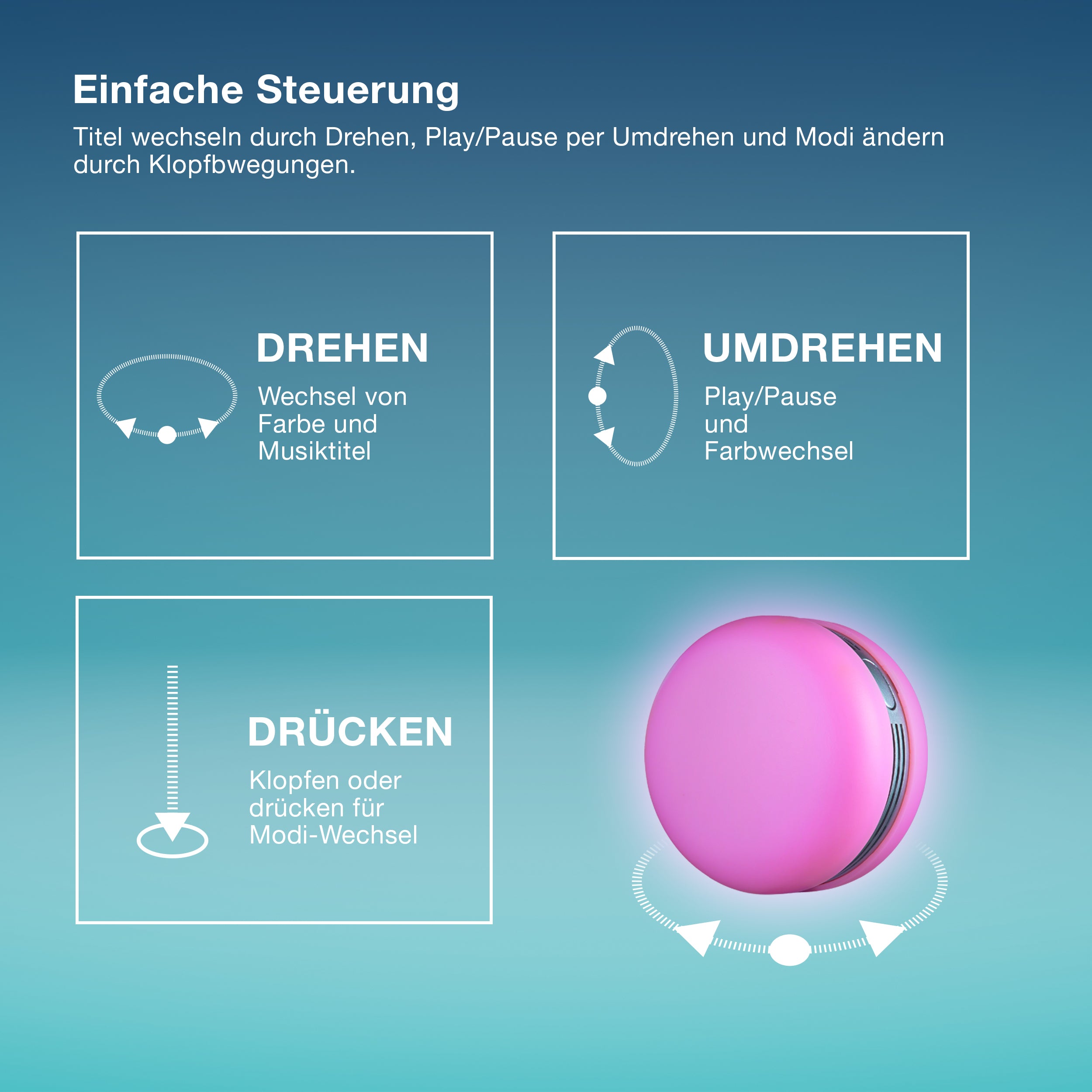 OSRAM Bluetooth SMART+ Macaron Lautsprecher mit Bewegungssteuerung, LED-Licht RGB,  Grün