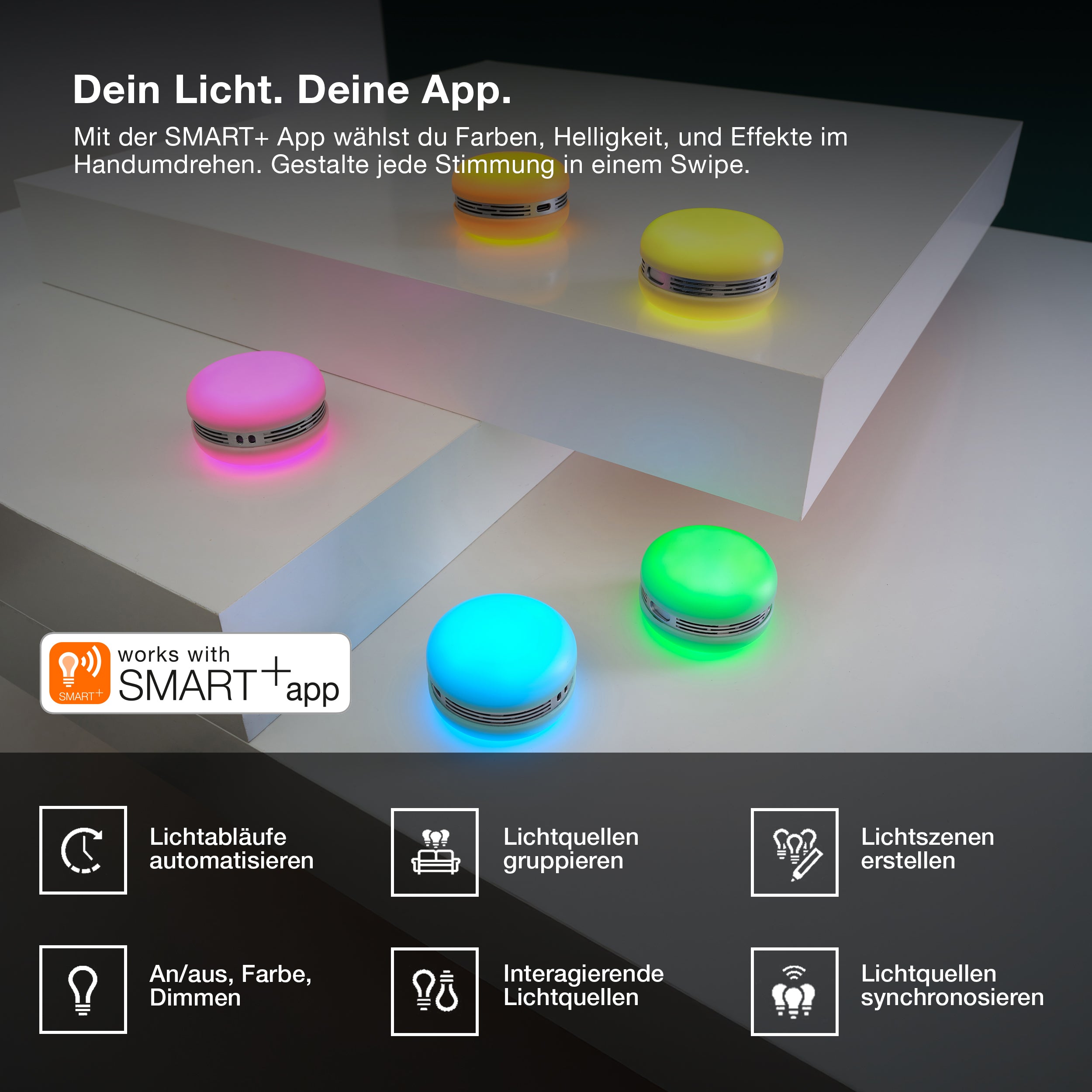 OSRAM Bluetooth SMART+ Macaron Lautsprecher mit Bewegungssteuerung, LED-Licht RGB,  Grün