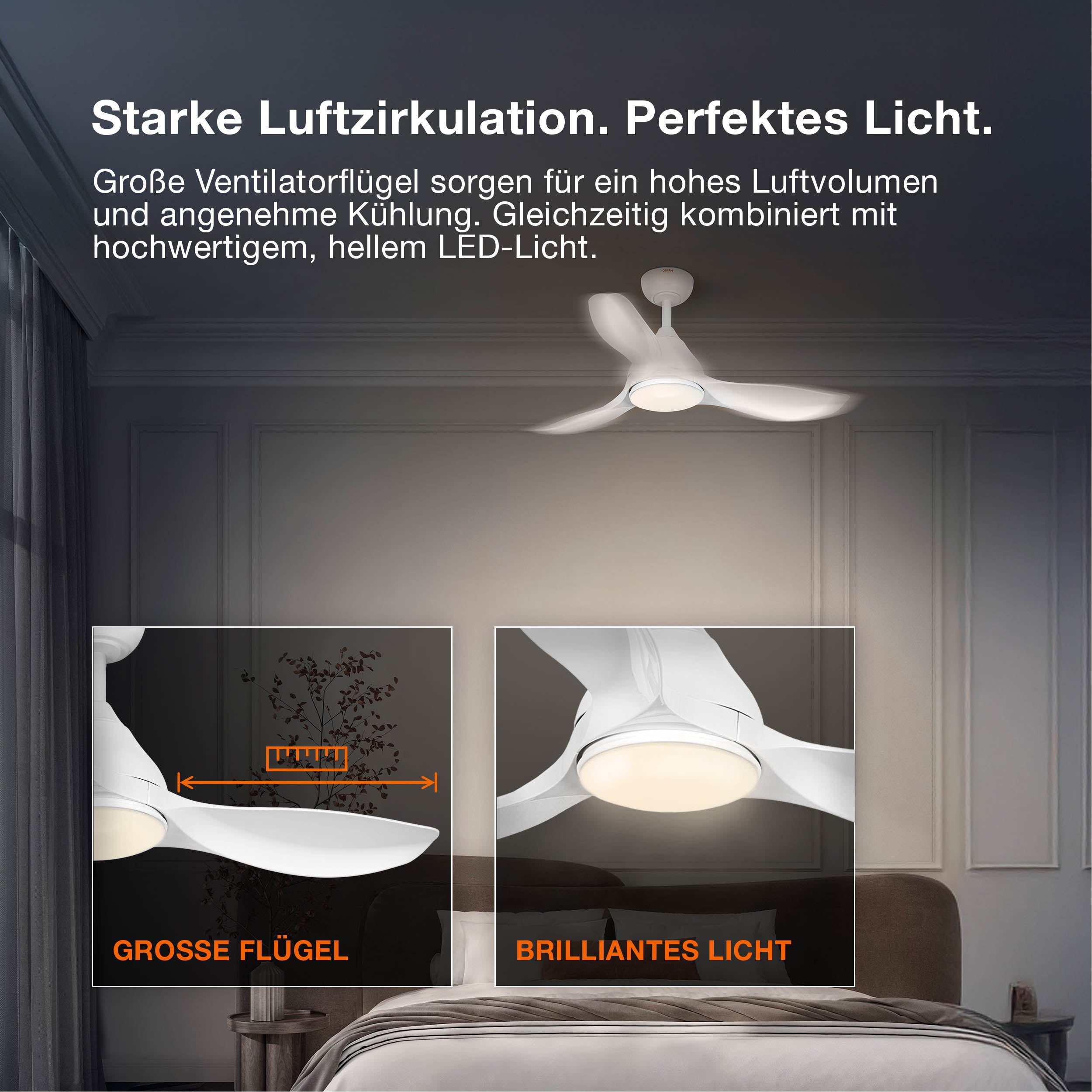 OSRAM LED Deckenventilator Bise 1065mm 48W CCT RGB