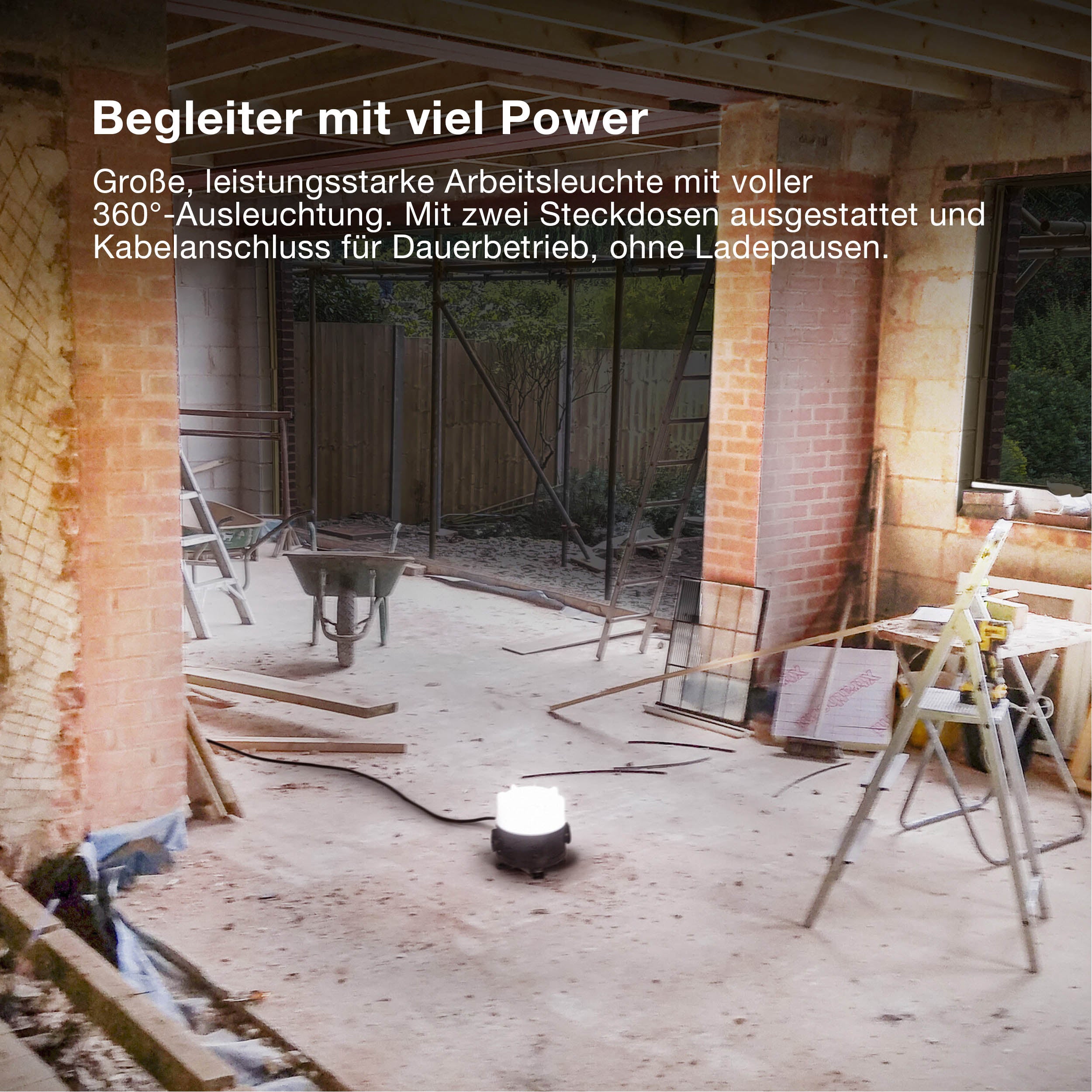 OSRAM WORKLIGHT VALUE 360° Mehrfachsteckdose Baustrahler 30W, 3700lm, 6500K