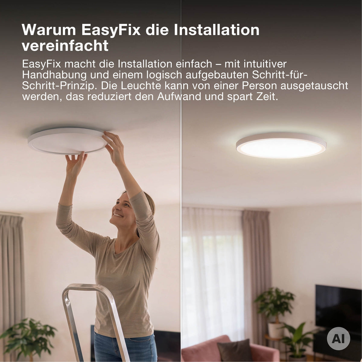 OSRAM ORBIS EASYFIX LED Backlight Deckenleuchte 42cm 22W 3Step Click CCT Sensor IP54, schwarz
