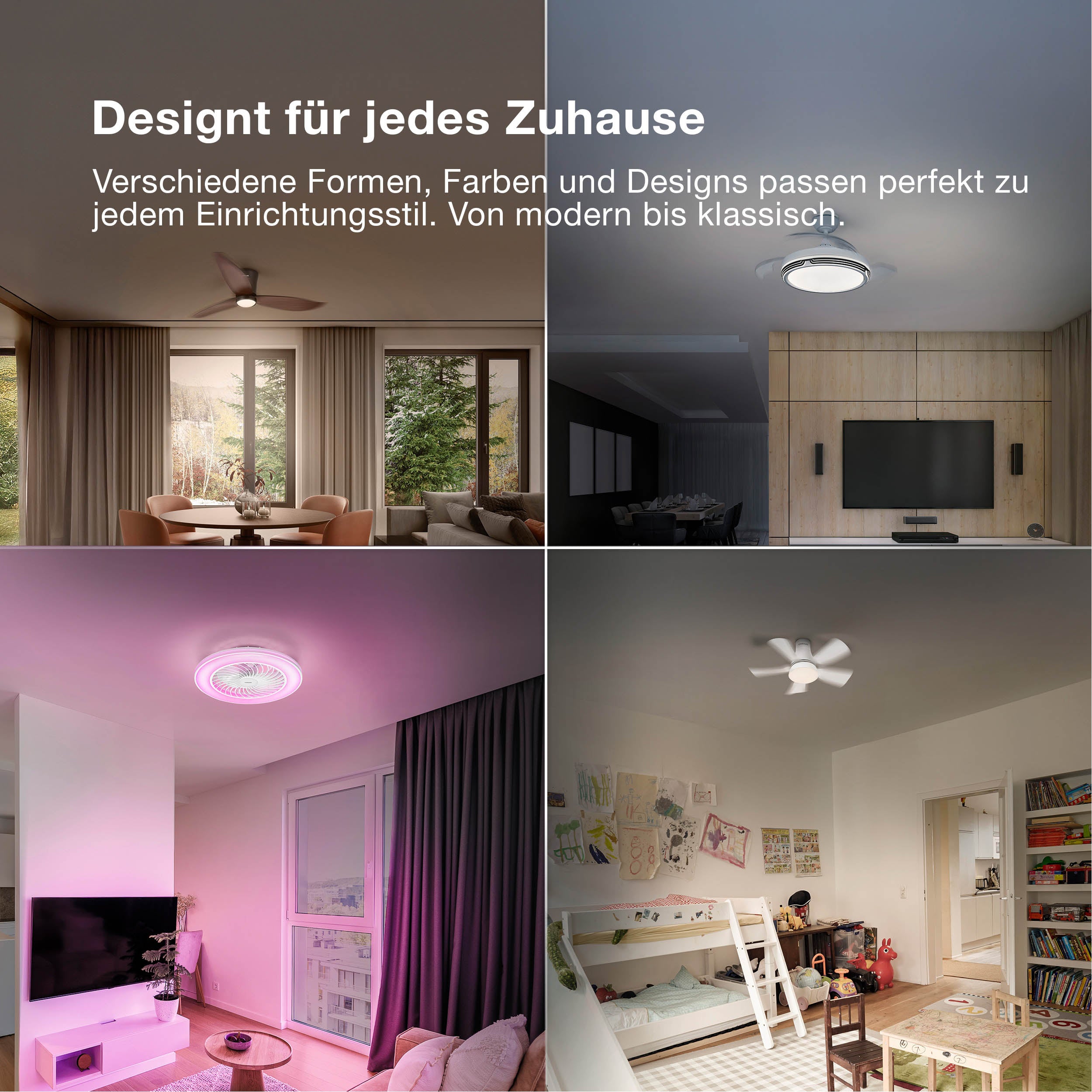 OSRAM LED Deckenventilator Caju, Schwarz-Holz, 48W, 1320mm, 1120lm, CCT