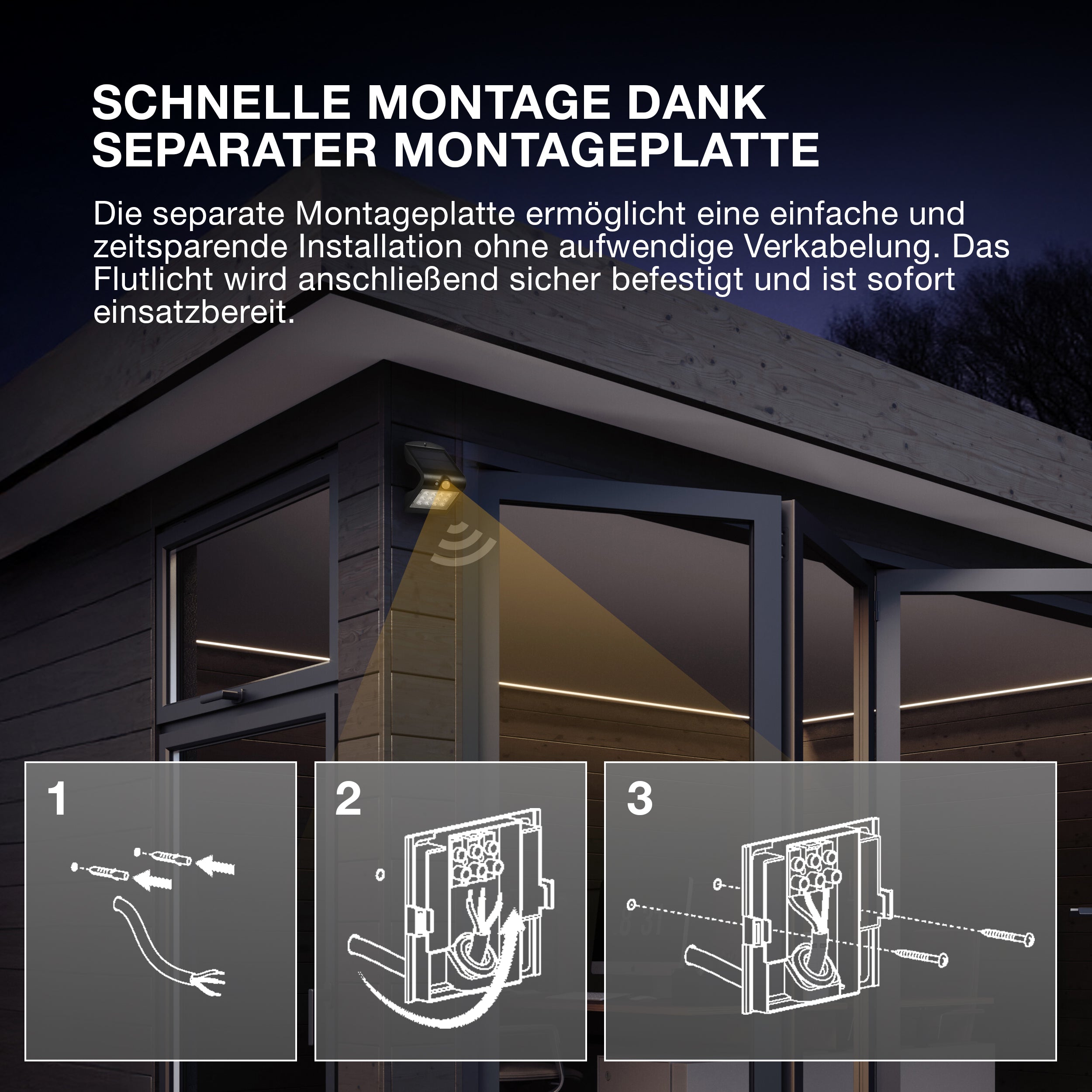 OSRAM ENDURA STYLE SOLAR DOUBLE Strahler mit Sensor 2,90W / 3000K Warmweiß