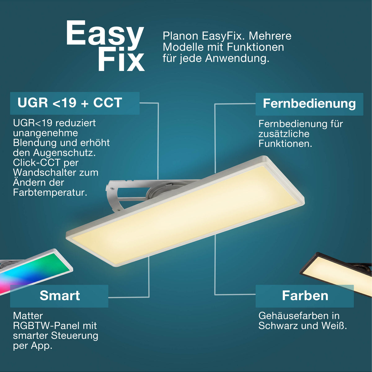OSRAM Matter SMART+ PLANON SLIM EASYFIX LED Panel Backlight Deckenleuchte 98X20cm RGBTW DIM IP54, schwarz