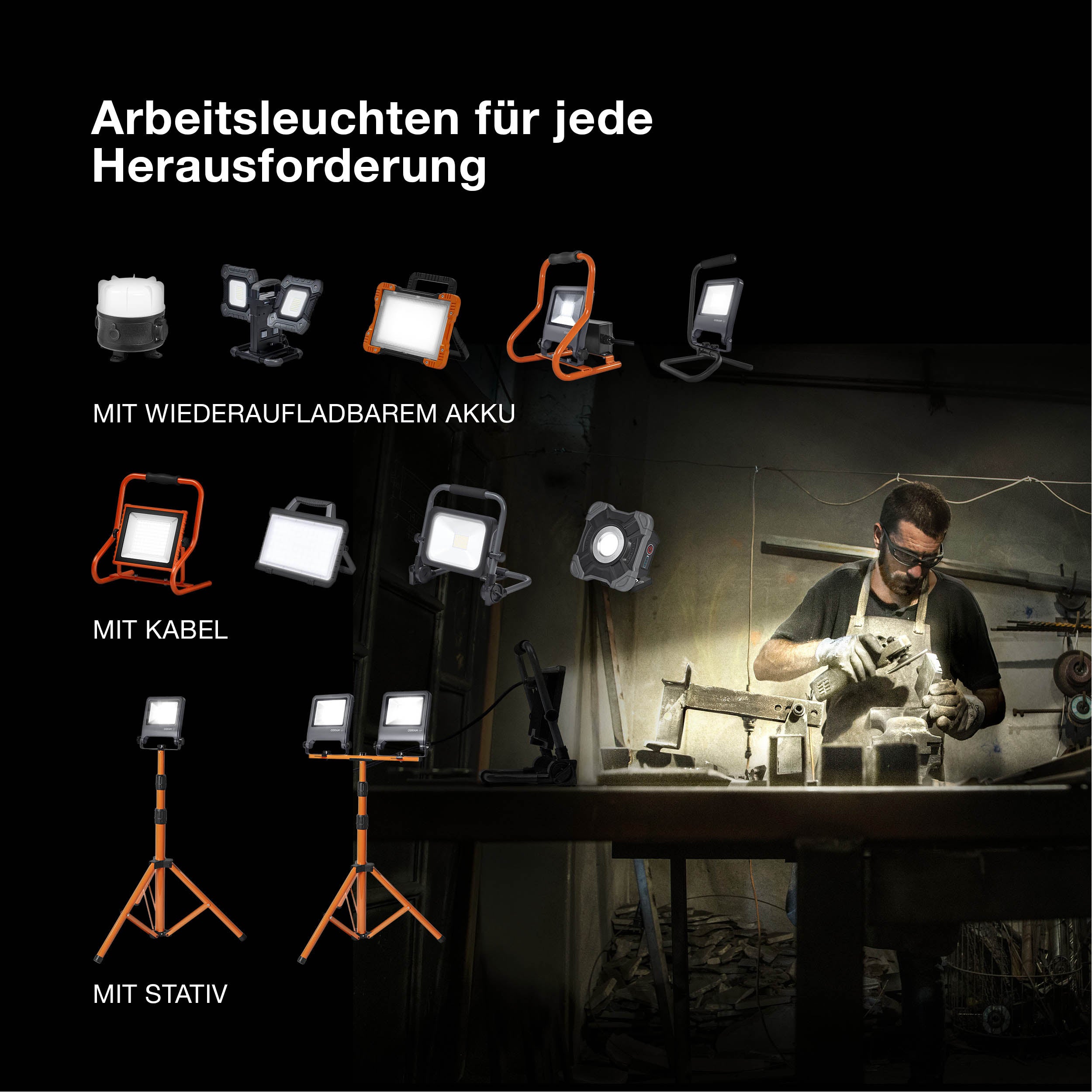 OSRAM WORKLIGHT VALUE FLEX Baustrahler 2x30W, 6450lm, 6500K