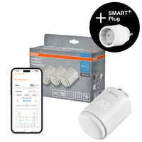 AKTION - OSRAM SMART+ WIFI smarter Heizungsthermostat, 4.5V, Weiß, 3er Pack, 2. Gen. inkl. Gratis SMART+ Plug