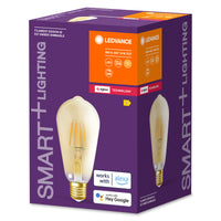 LEDVANCE SMART+ Filament Edison Dimmable in Edison-Form-Form, LED-Lampe, Bleifreies Glas, Gold, 6 W, (ex 52 W), 680 lm, Warmweiß, ZigBee, Smartspeaker-Kompatibel, Dimmbar