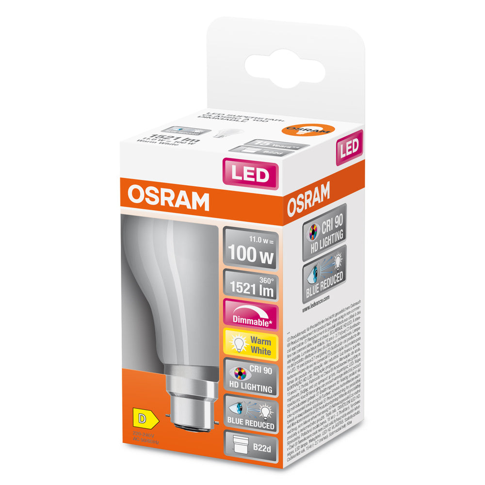 OSRAM LED Lampe LED SUPERSTAR PLUS CLASSIC A FILAMENT 11W 927 Frosted B22d, 1521 lm, 2700 K, Warmweiß-LEDVANCE Shop