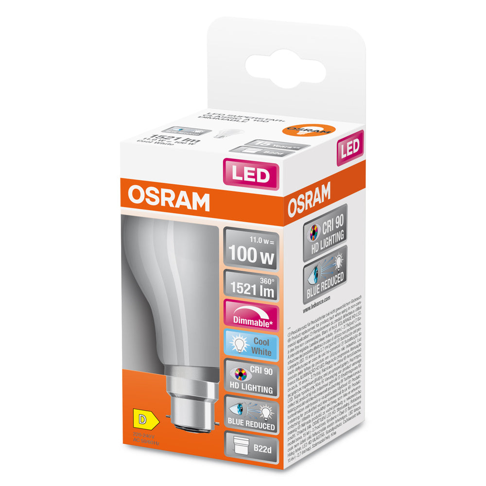 OSRAM LED Lampe LED SUPERSTAR PLUS CLASSIC A FILAMENT 11W 940 Frosted B22d, 1521 lm, 4000 K, Kaltweiß-LEDVANCE Shop