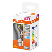 OSRAM LED Lampe LED Retrofit CLASSIC A 4W 840 Clear B22d, 470 lm, 4000 K, Kaltweiß-LEDVANCE Shop