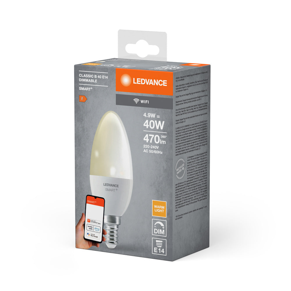 LEDVANCE SMART+ Wifi Candle LED Lampe Dimmable DIM FR E14 4,9W, 470 lm, 2700 K, Warmweiß-LEDVANCE Shop