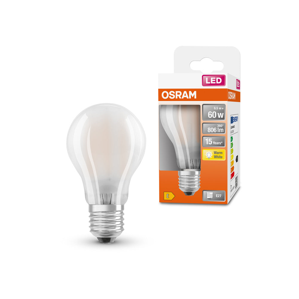 OSRAM LED Lampe LED Retrofit CLASSIC A 6.5W 827 Frosted B22d, 806 lm, 2700 K, Warmweiß-LEDVANCE Shop