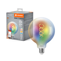 LEDVANCE SMART+WIFI Filament Globe RGBTW in Globus-Form, LED-Lampe, Bleifreies Glas, klar, 4,8 W, (ex 40 W), 470 lm, RGBTW, von 2700 bis 6500 K, Wifi, Dimmbar