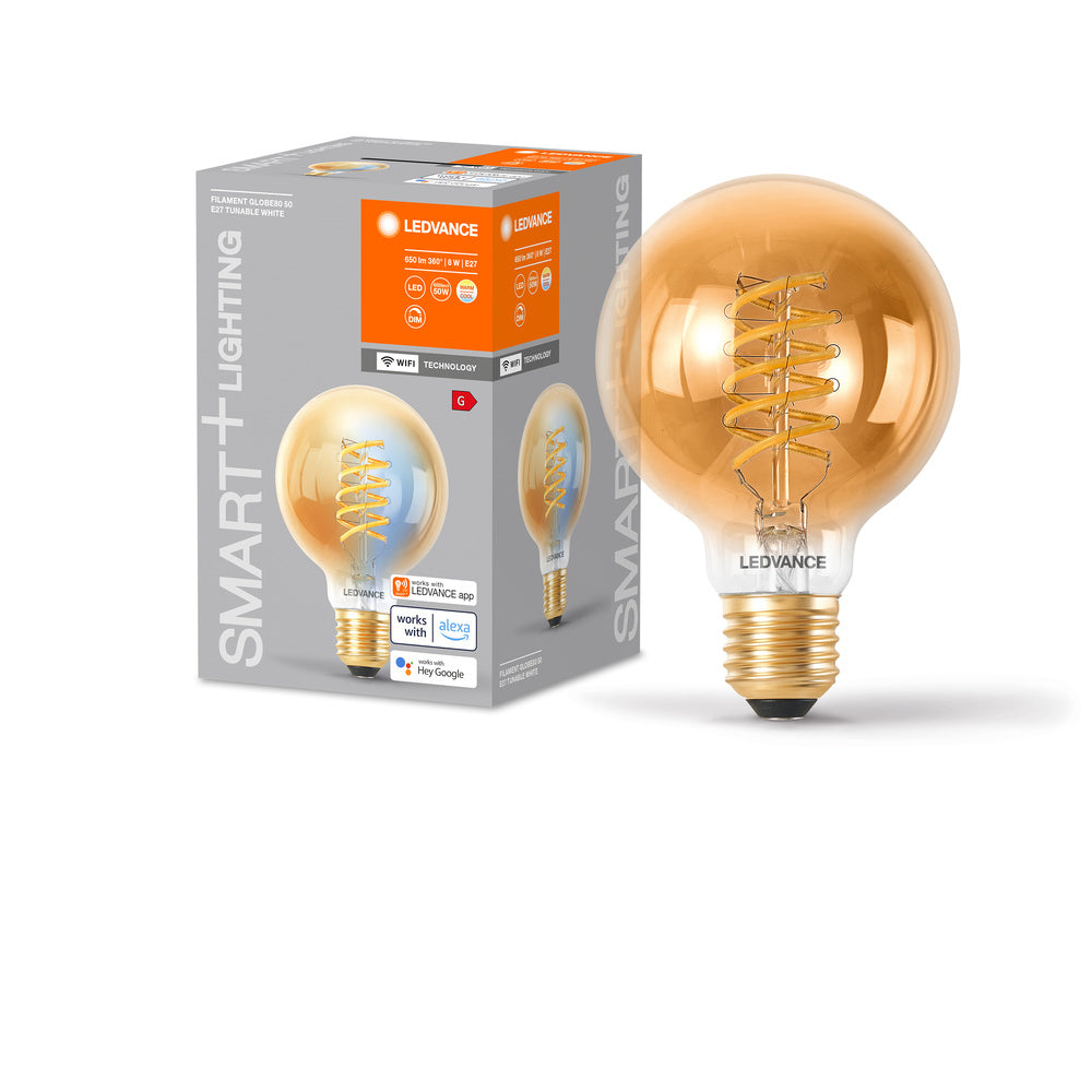 LEDVANCE SMART+ Wifi Filament Globe80 LED Lampe E27 8W, 600 lm, 2200…5000 K, Tunable White-LEDVANCE Shop