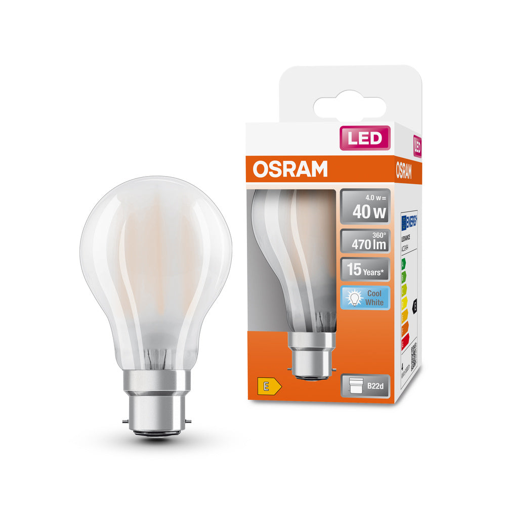 OSRAM LED Lampe LED Retrofit CLASSIC A 4W 840 Frosted B22d, 470 lm, 4000 K, Kaltweiß-LEDVANCE Shop