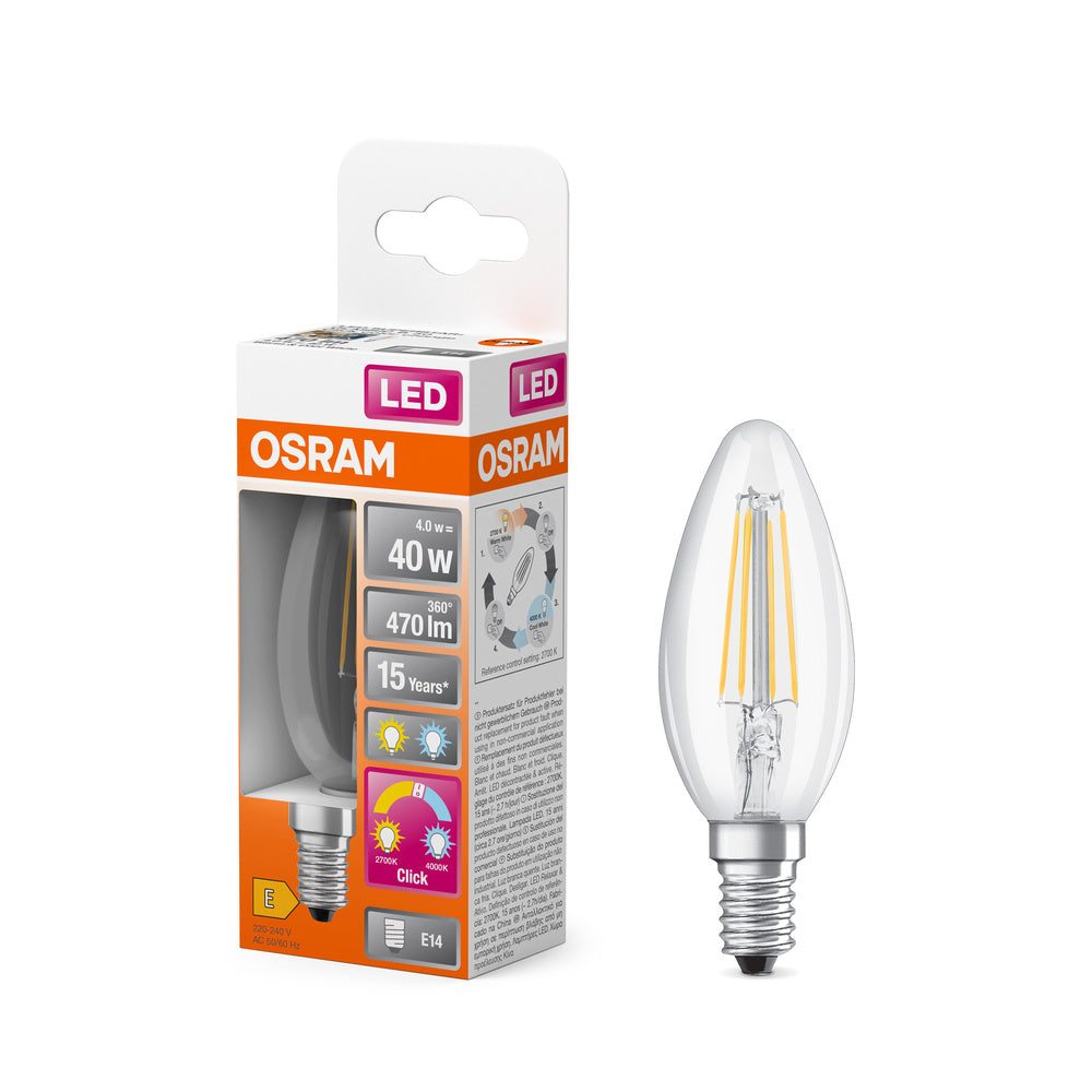 OSRAM LED RELAX and ACTIVE CLASSIC B, LED-Lampe, 4W, 2700-4000K, Click CCT, E14-LEDVANCE Shop