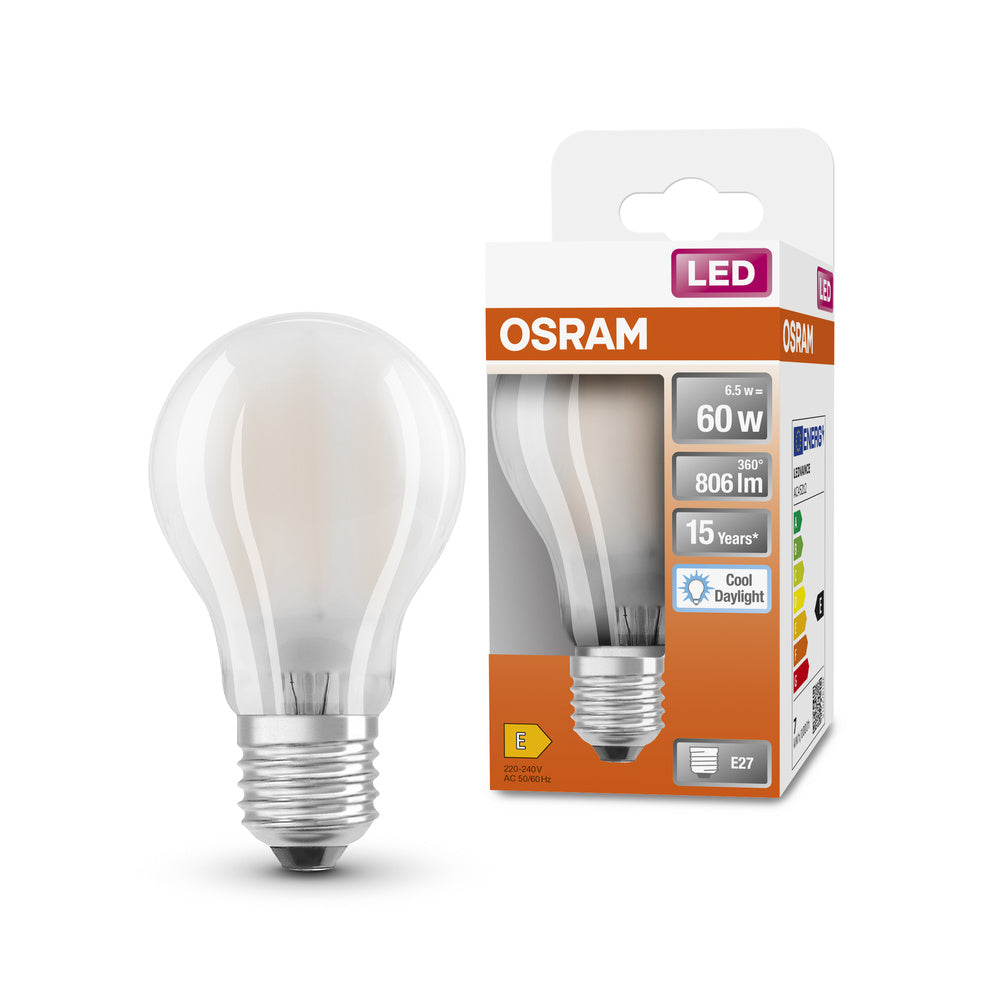 OSRAM LED Lampe LED Retrofit CLASSIC A 6.5W 865 Frosted E27, 806 lm, 6500 K, Kaltes Tageslicht-LEDVANCE Shop