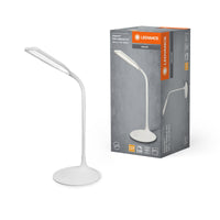 LEDVANCE Panan Disc LED Tischleuchte Weiß, Warmweiß 3000K, Akku-Betrieb, Dimmbar, Flexibler Hals, für Wohn- und Arbeitsbereiche