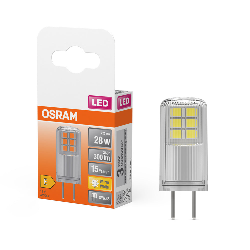 OSRAM LED Stiftsockellampe PIN 12 V 2.2W 827 Clear GY6.35, 300 lm, 2700 K, Warmweiß-LEDVANCE Shop