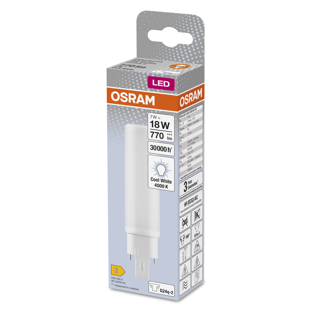 OSRAM DULUX LED D/E HF & AC MAINS LED Lampe 7W 840 G24Q-2, 770 lm, 4000 K, Kaltweiß-LEDVANCE Shop