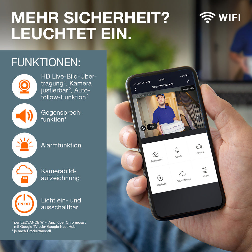 LEDVANCE Wifi SMART+ WALL CAMERA CONTROL Gartenleuchte mit HD Kamera Sensor 16W / 3000K Warmweiß