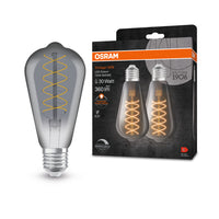 OSRAM VINTAGE 1906® LED Lampe LED CLASSIC SLIM FILAMENT EDISON DIMMABLE 7.8W 818 Smoke E27, 360 lm, 1800 K, Comfort warm white, 2er Pack-LEDVANCE Shop