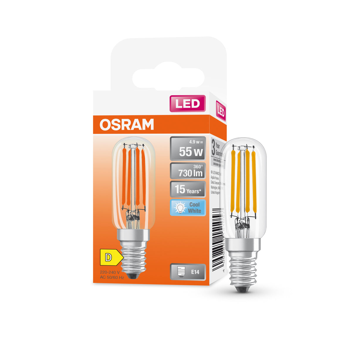 OSRAM LED Special T26, 300° Filament, 4.9W, 840, klar, E14