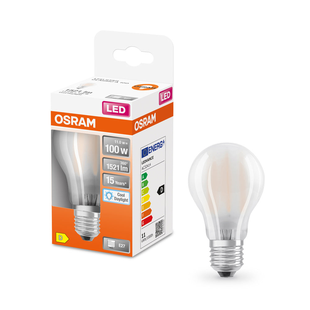 OSRAM LED Lampe LED Retrofit CLASSIC A 11W 865 Frosted E27, 1521 lm, 6500 K, Kaltes Tageslicht-LEDVANCE Shop