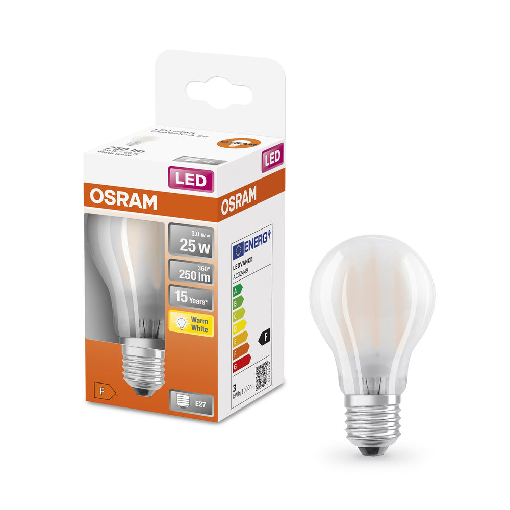 OSRAM LED Lampe LED Retrofit CLASSIC A 2.5W 827 Frosted E27, 250 lm, 2700 K, Warmweiß-LEDVANCE Shop