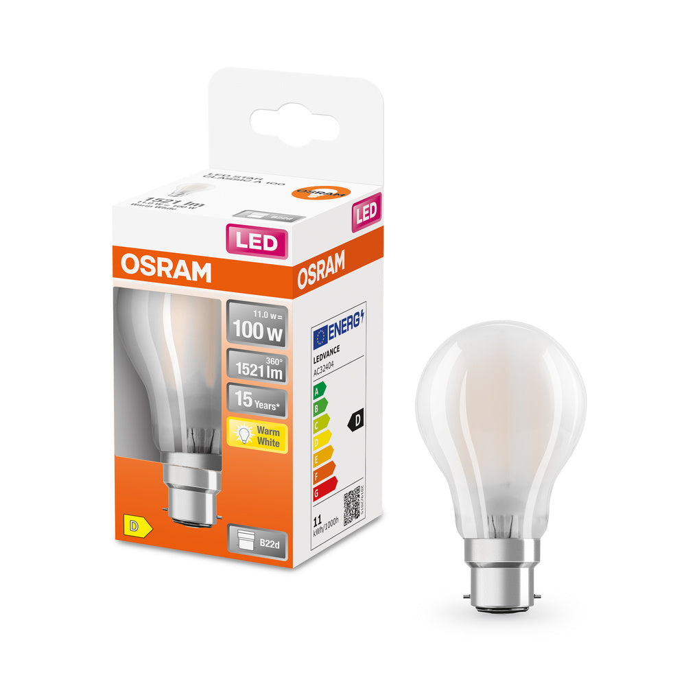 OSRAM LED Lampe LED Retrofit CLASSIC A 11W 827 Frosted B22d, 1521 lm, 2700 K, Warmweiß-LEDVANCE Shop