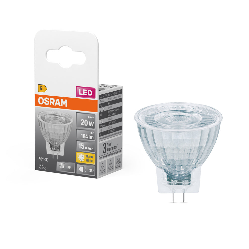 OSRAM LED Reflektor Lampe LED STAR MR11 12 V 1.8W 827 GU4, 184 lm, 2700 K, Warmweiß-LEDVANCE Shop