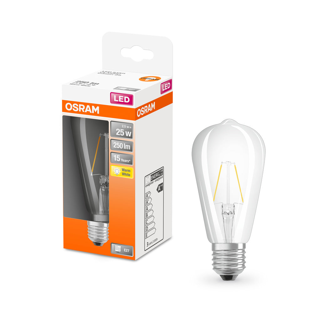 OSRAM LED Lampe LED Retrofit CLASSIC ST 2.5W 827 Clear E27, 250 lm, 2700 K, Warmweiß-LEDVANCE Shop