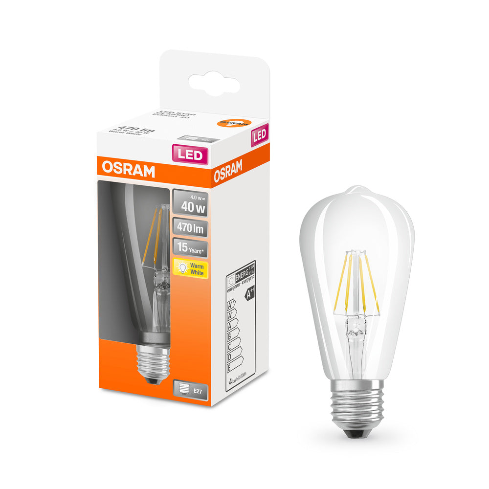 OSRAM LED Lampe LED Retrofit CLASSIC ST 4W 827 Clear E27, 470 lm, 2700 K, Warmweiß-LEDVANCE Shop