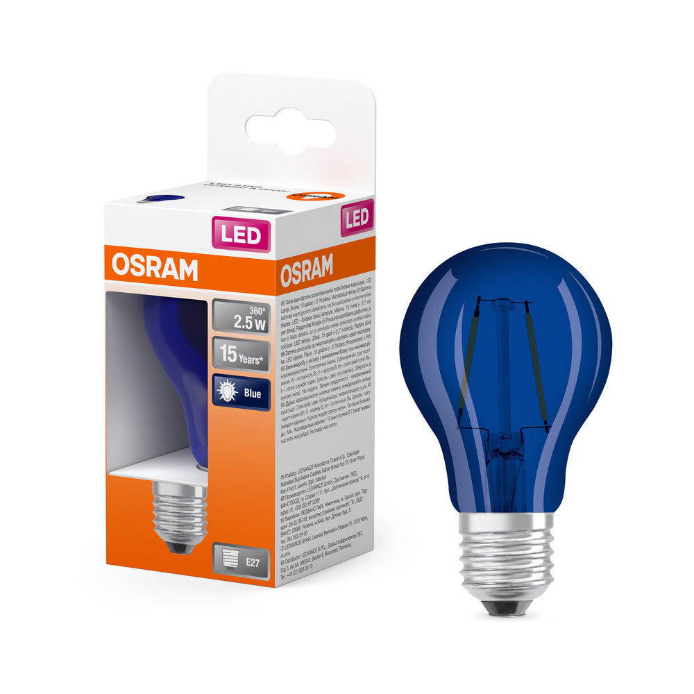 OSRAM LED Lampe LED STAR DÉCOR CLASSIC A 2.5W 190 Blue E27, 10 lm, 9000 K, Blau-LEDVANCE Shop