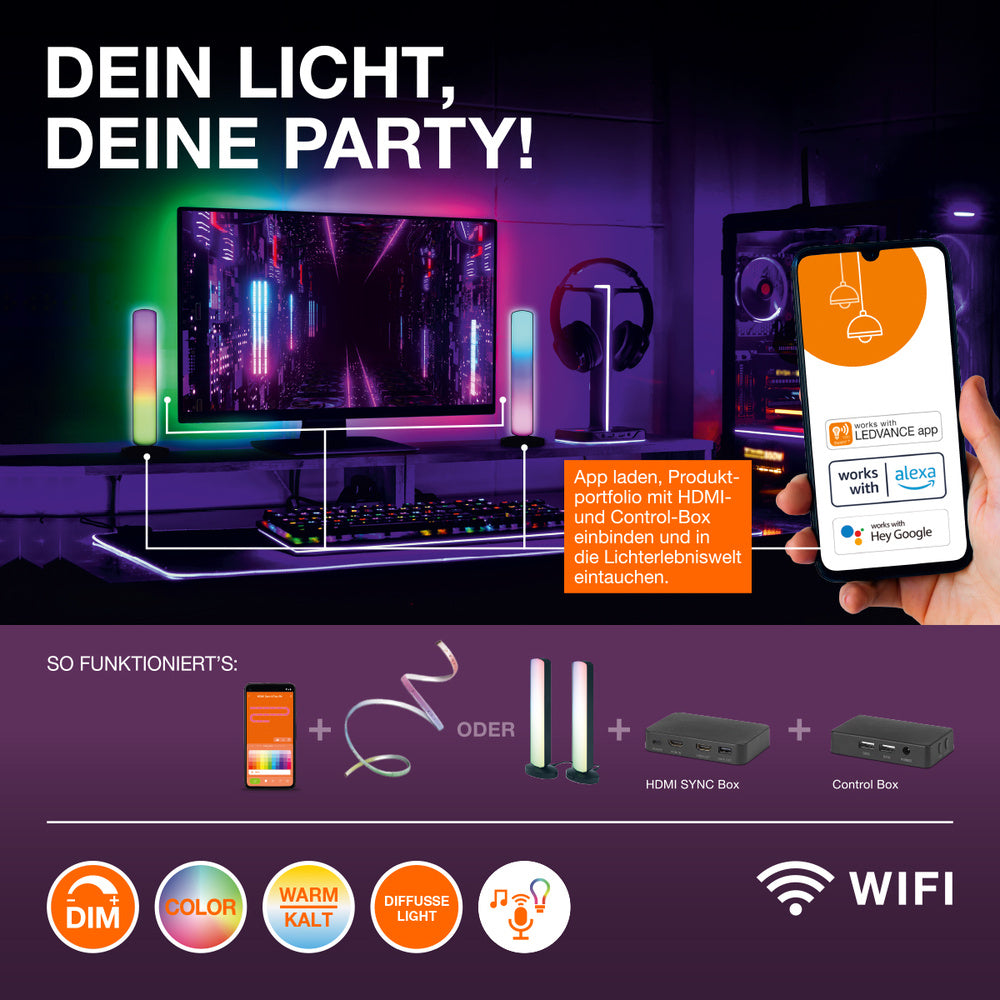 LEDVANCE SMART + WIFI Magic Deckenleuchte, w/s, 32W, 3400lm