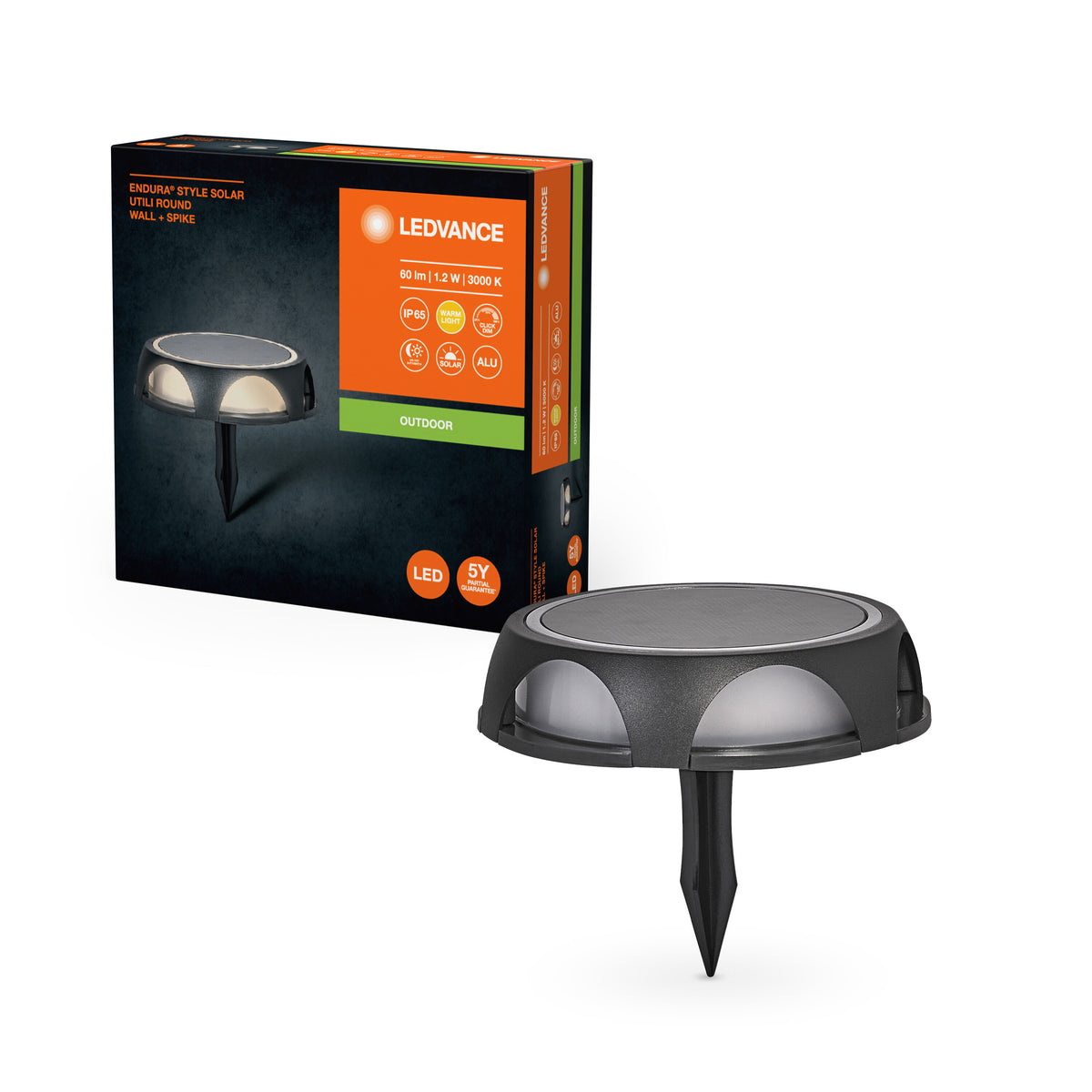 LEDVANCE ENDURA STYLE ROUND Solar Wegeleuchte Erdspießleuchte, 1,2W, 60lm