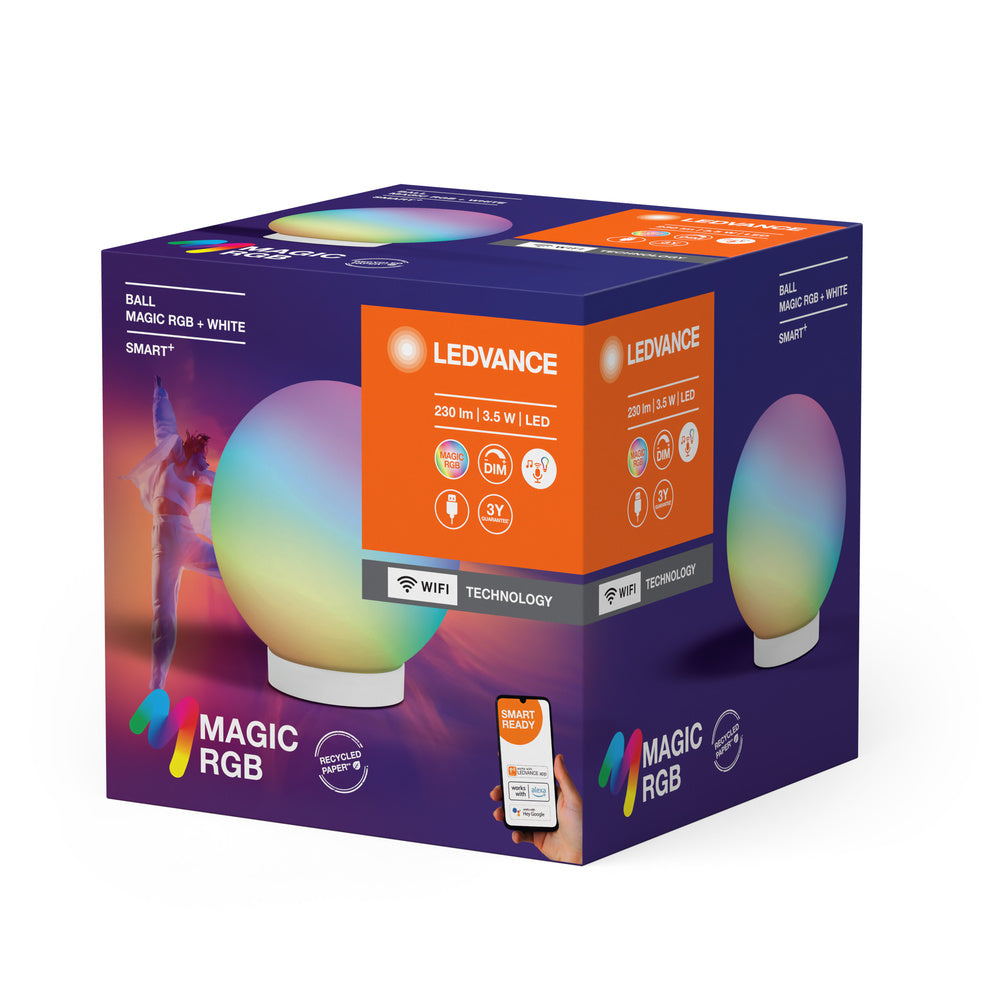 LEDVANCE SMART+ Wifi BALL Moodlight Tischleuchte MAGIC RGB RGBW USB, 200 lm, 2200 … 6500 K, Tunable White|RGB-LEDVANCE Shop