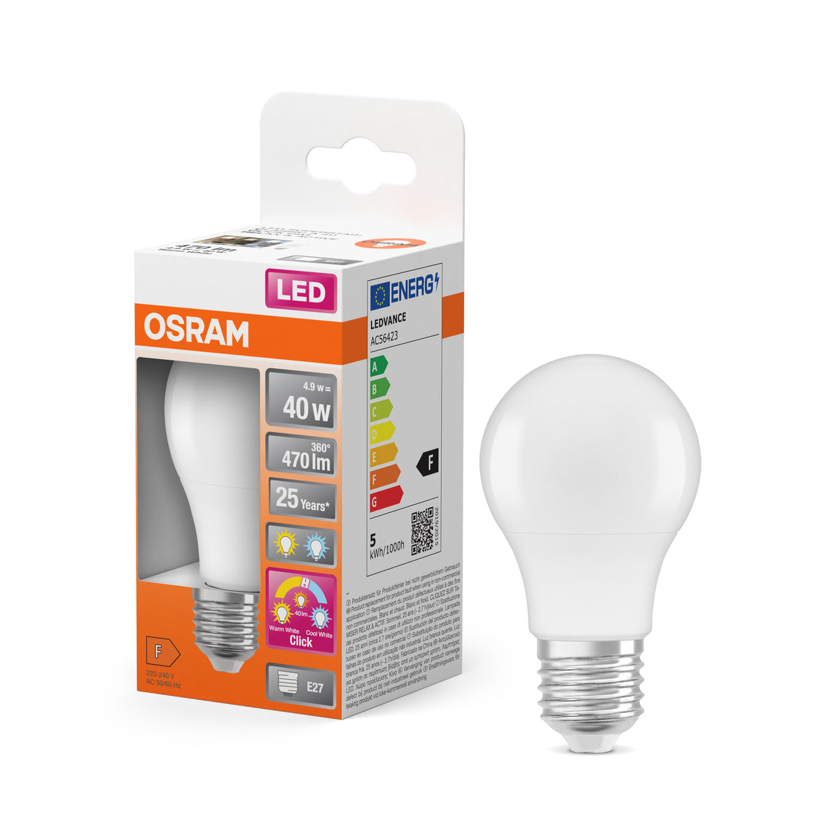 OSRAM LED Superstar Classic Lampe Frosted, 3-Modi, 4.9W, E27