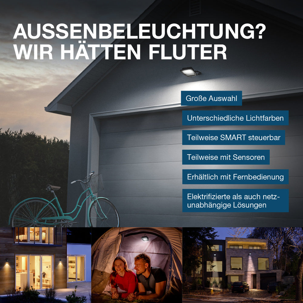 LEDVANCE LED Fluter, Leuchte für Außenanwendungen, Kaltweiß, Integrierter Tageslicht- und Bewegungssensor, Endura Flood Sensor