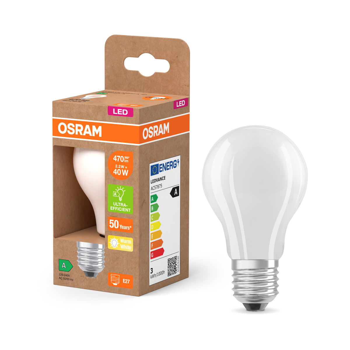 OSRAM LED Superstar Classic Lampe Frosted, 2.2W, 470lm, EEKA