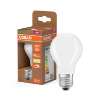 OSRAM LED CLASSIC A ENERGY EFFICIENCY A DIM in A-Form, LED-Lampe, Bleifreies Glas, Matt, 3,8 W, (ex 60 W), 806 lm, Warmweiß, 2700 K, Dimmbar, Energieeffizienzklasse: A