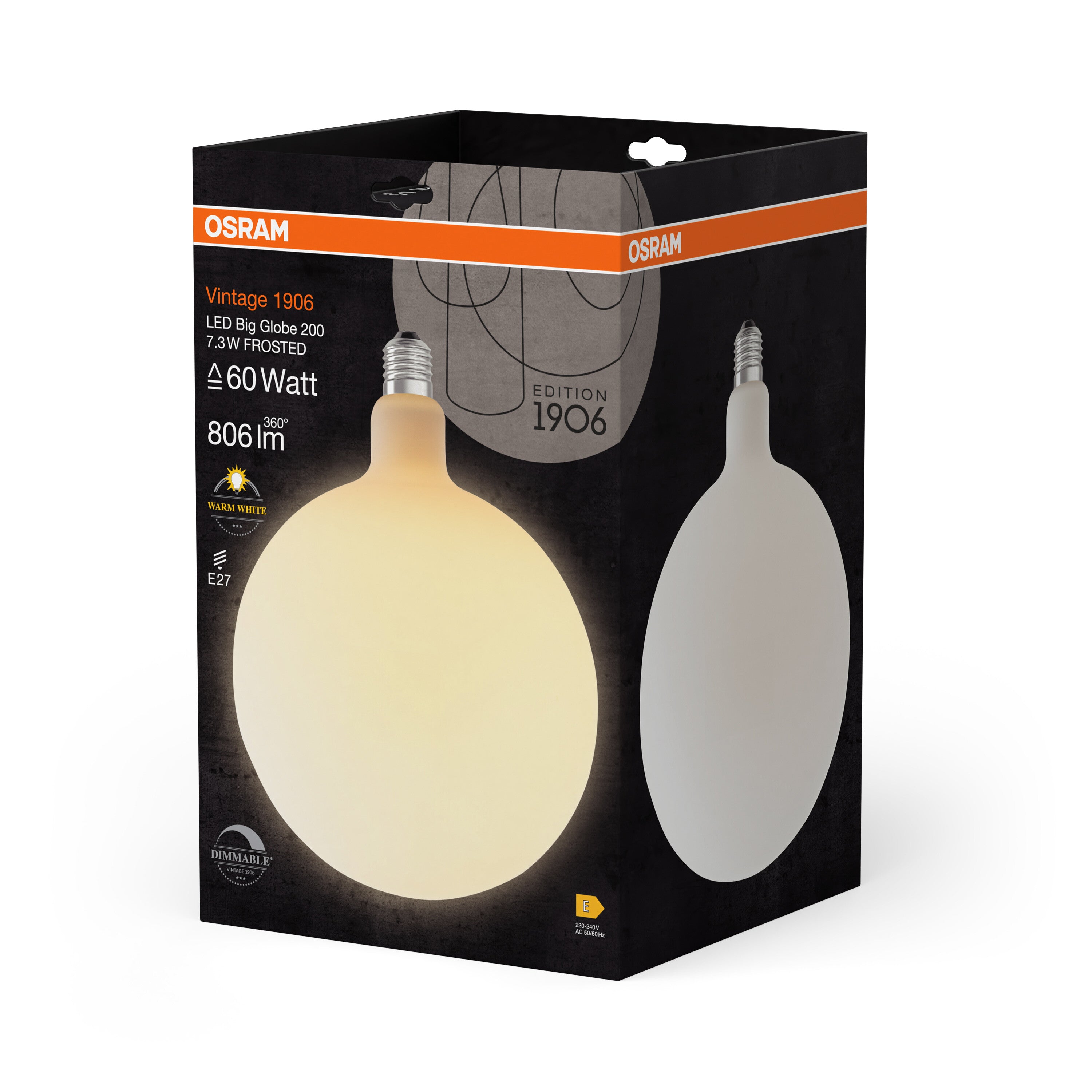 OSRAM Vintage 1906 LED-Lampe – Dimmbar, Glühwendel-Design, 7,3 W, E27, Warmweiß & Energiesparend