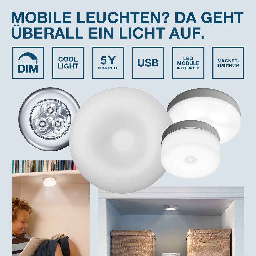 LEDVANCE DOT-it mobile LED Leuchte batteriebetrieben Leuchte 0,23W / 7000K Kaltweiß